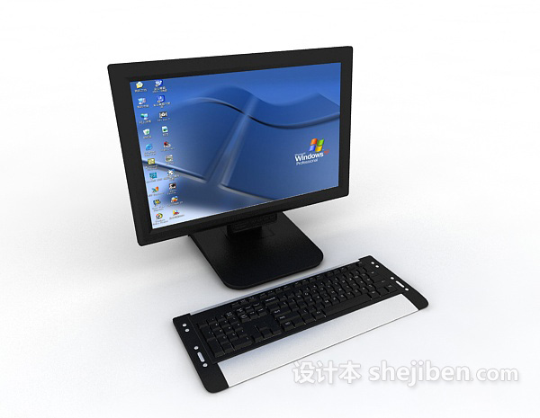 免费电脑显示器和键盘3d模型下载