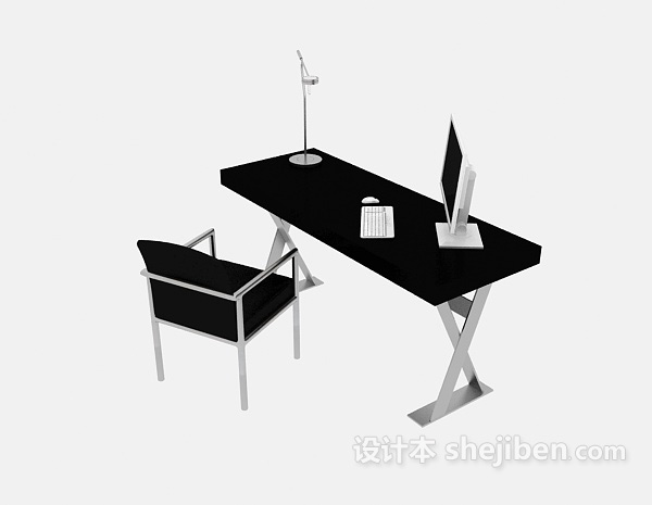 设计本黑色电脑桌3d模型下载