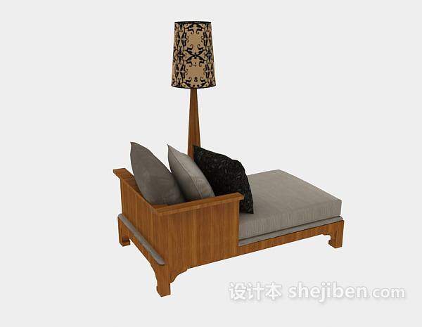 现代风格简约木质沙发躺椅3d模型下载