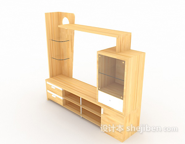 设计本现代木质多功能电视柜3d模型下载
