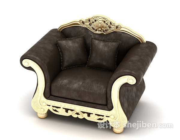 免费欧式复古黑色沙发3d模型下载