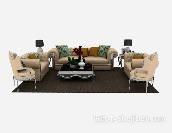 欧式风格欧式风家居组合沙发3d模型下载