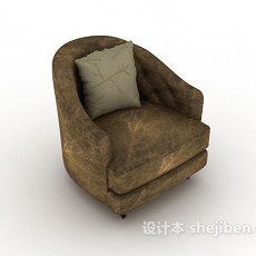 欧式深棕色复古单人沙发3d模型下载