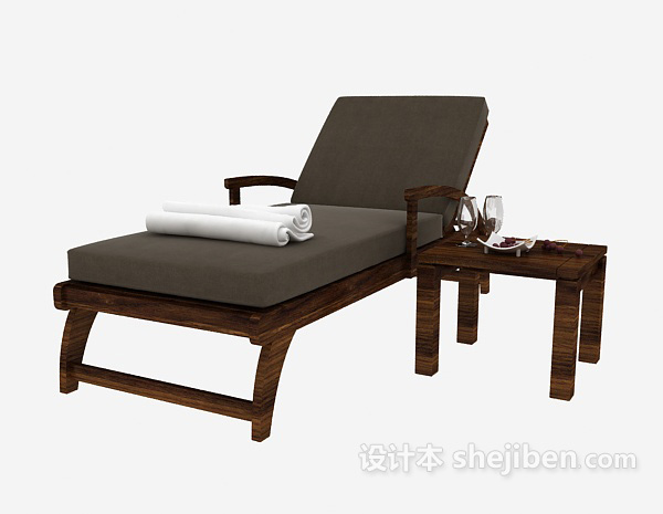免费实木现代简单休闲椅3d模型下载