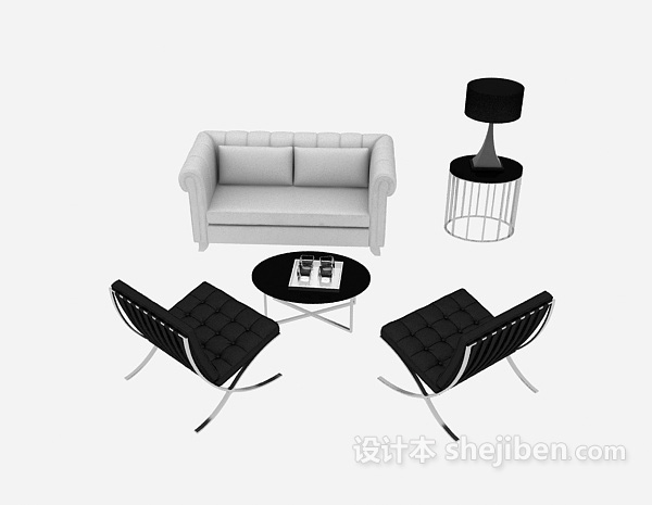 现代风格家居简约休闲桌椅组合3d模型下载