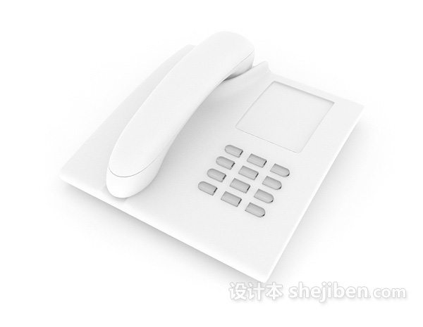 免费白色电话机3d模型下载