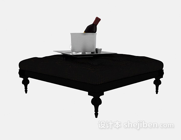 免费黑色沙发凳子3d模型下载