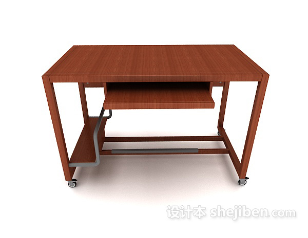 现代风格实木简单书桌3d模型下载