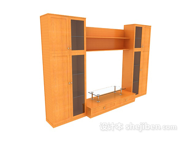 设计本简单现代实木电视柜3d模型下载