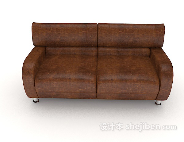 现代风格家居深棕色双人沙发3d模型下载