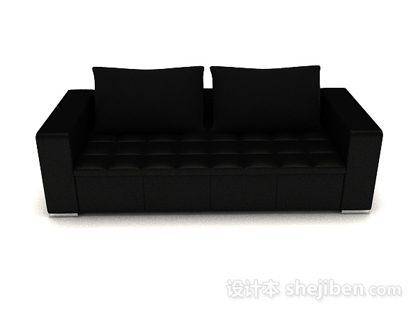 现代风格简约现代黑色双人沙发3d模型下载