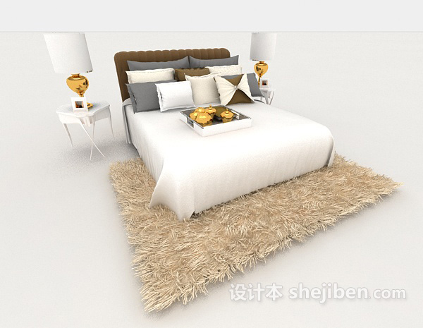 现代风格现代风格简单大方双人床3d模型下载