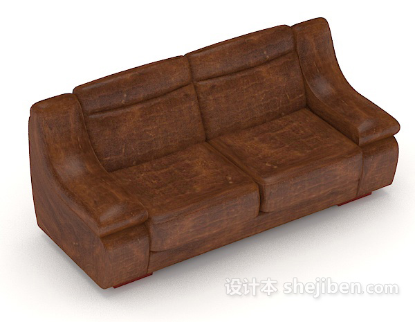 深棕色家居双人沙发3d模型下载