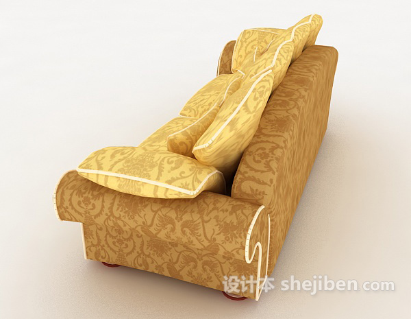 设计本金色居家多人沙发3d模型下载