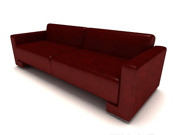 红色现代双人沙发