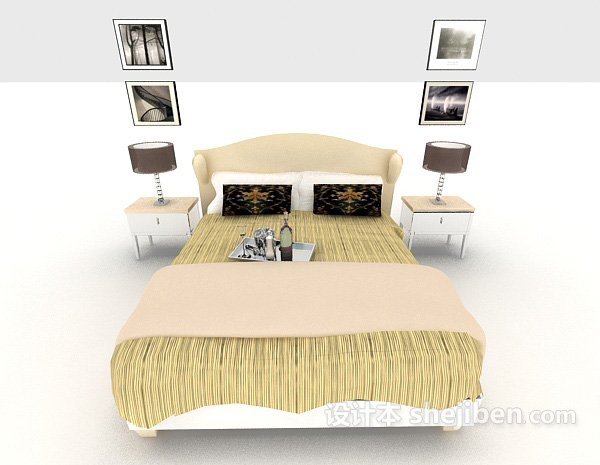 现代风格现代简单家居床3d模型下载