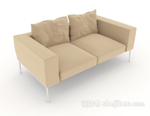 家居简约休闲棕色双人沙发3d模型下载