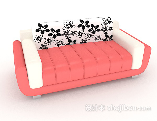现代风格可爱粉色沙发3d模型下载