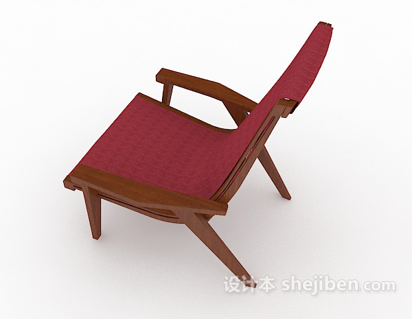 设计本红色木质休闲椅子3d模型下载