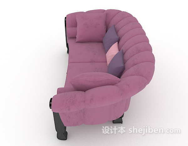设计本紫色居家双人沙发3d模型下载