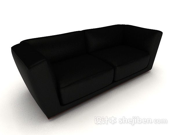 免费简约黑色商务双人沙发3d模型下载