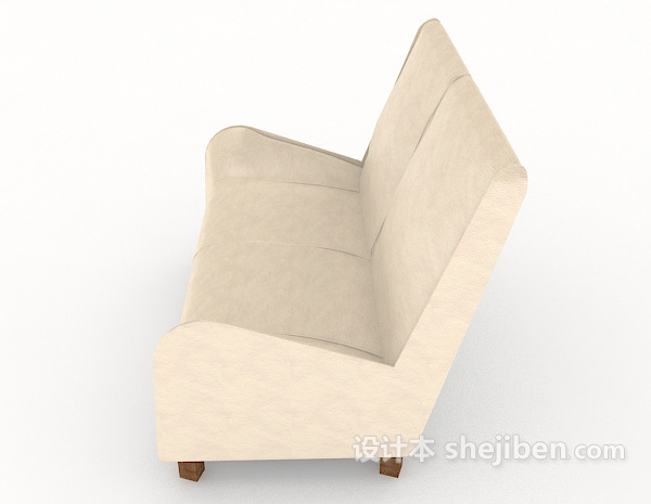 设计本休闲米白色双人沙发3d模型下载