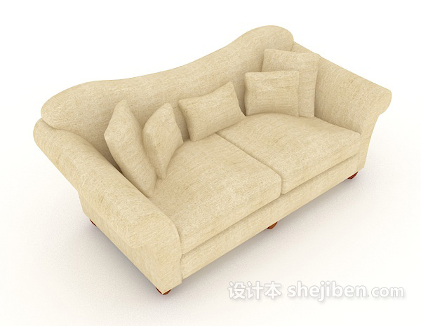 家居简约浅棕色双人沙发3d模型下载