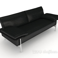 黑色商务双人沙发3d模型下载