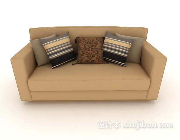 现代风格现代浅色双人沙发3d模型下载