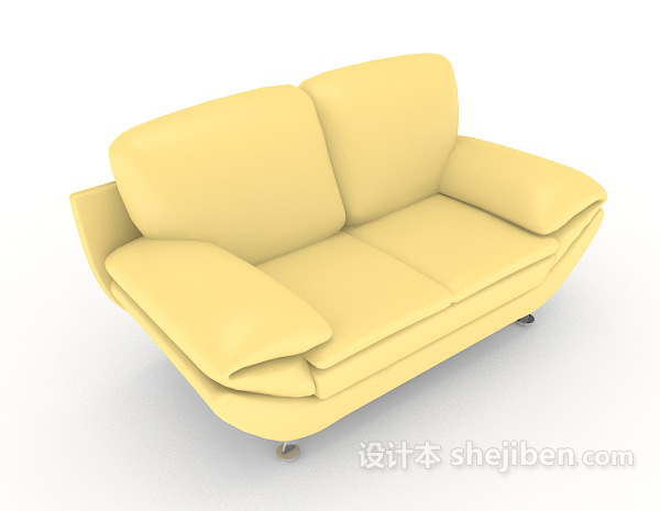 简约黄色双人沙发3d模型下载