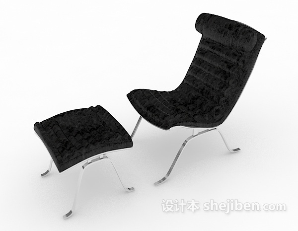 免费现代居家黑色休闲椅3d模型下载