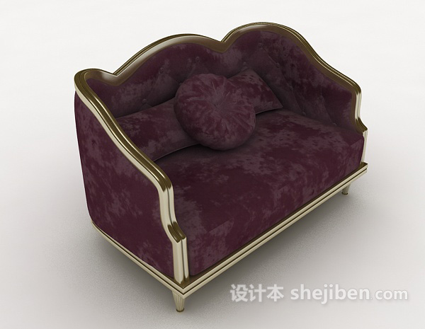 紫色欧式多人沙发3d模型下载