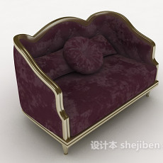 紫色欧式多人沙发3d模型下载
