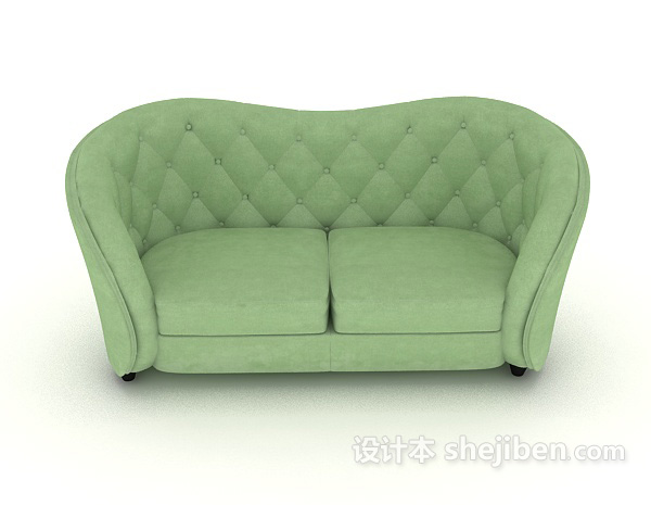 现代风格清新绿色双人沙发3d模型下载