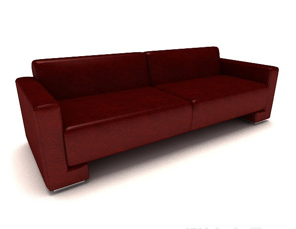 免费红色现代双人沙发3d模型下载