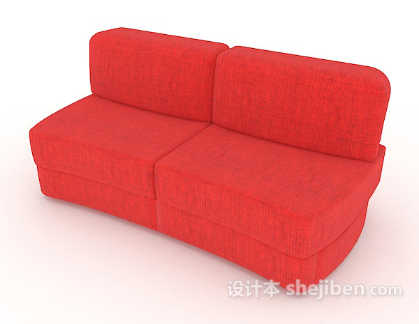 现代风格现代红色双人沙发3d模型下载