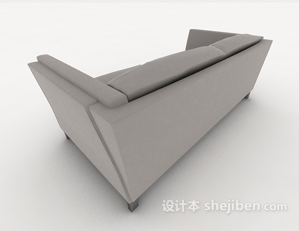 设计本灰色简约双人沙发3d模型下载