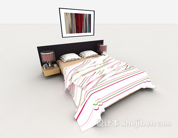 免费简单现代床具3d模型下载