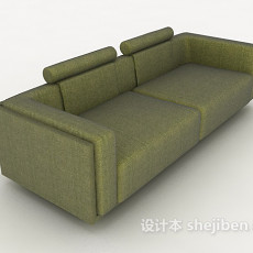绿色简单多人沙发3d模型下载