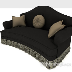 黑色精致欧式双人沙发3d模型下载