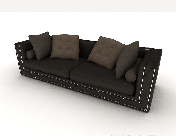 现代简单黑色多人沙发3d模型下载