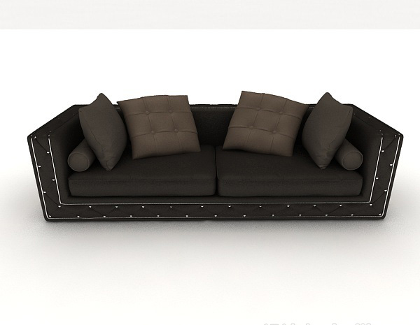 现代风格现代简单黑色多人沙发3d模型下载