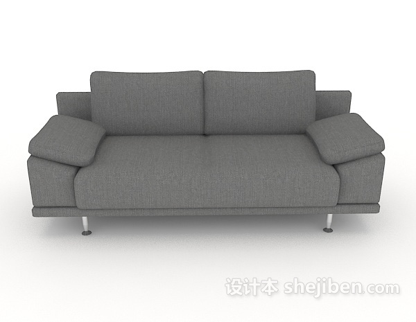 现代风格简约灰色双人沙发3d模型下载
