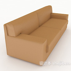 家居棕色简单双人沙发3d模型下载
