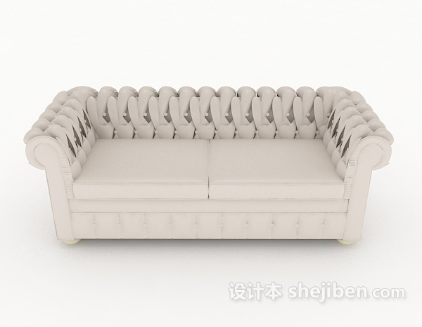 欧式风格欧式简约家居灰色双人沙发3d模型下载