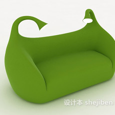 个性绿色多人沙发3d模型下载