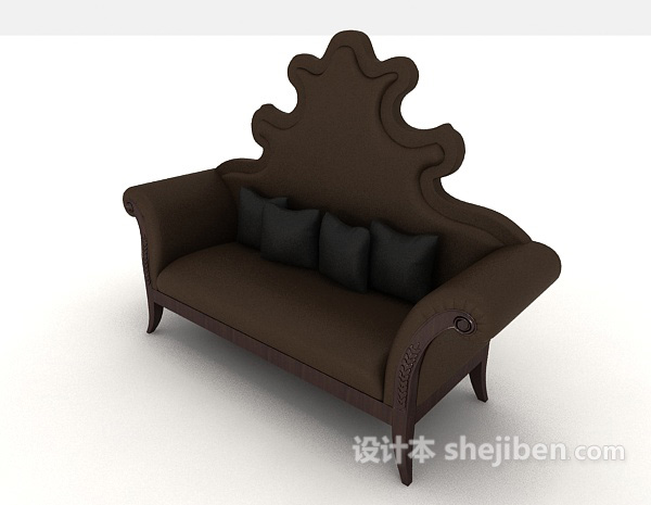 深色欧式居家双人沙发3d模型下载