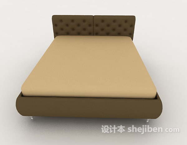 现代风格简约深绿色双人床3d模型下载