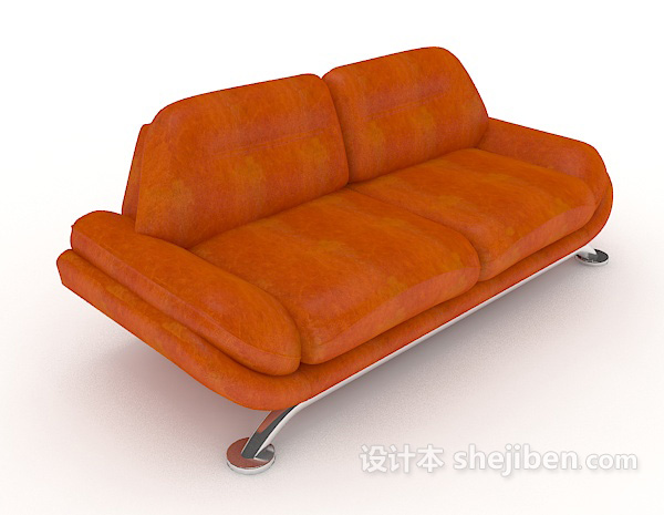 橙色双人沙发3d模型下载