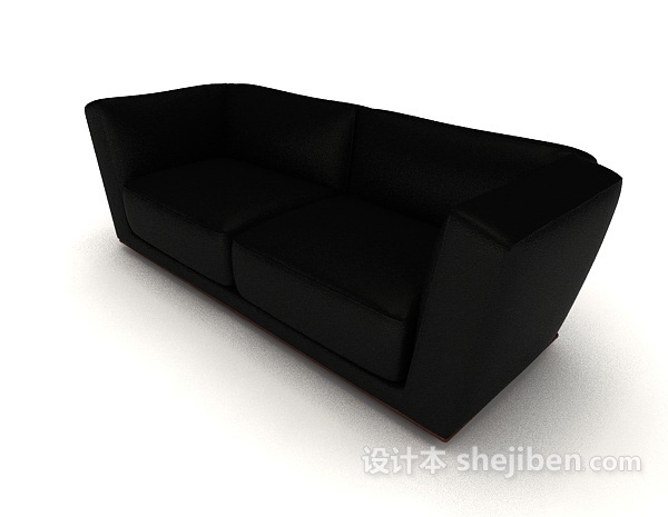 简约黑色商务双人沙发3d模型下载